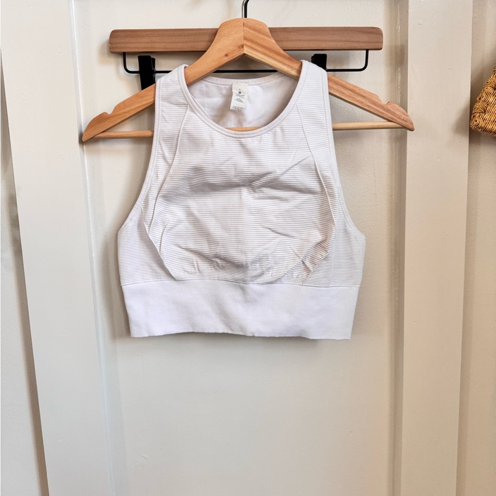 lululemon White High Neck Racerback Tank Top